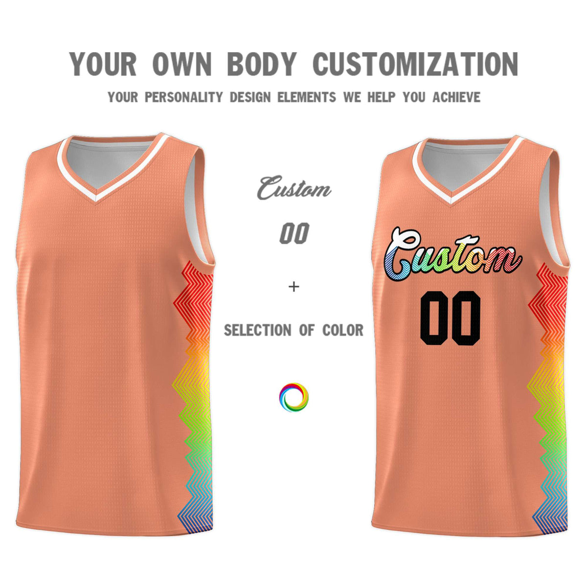 Custom Orange Denver Nuggets Rainbow Side Sports Uniform Basketball Jersey|KXKSHOP