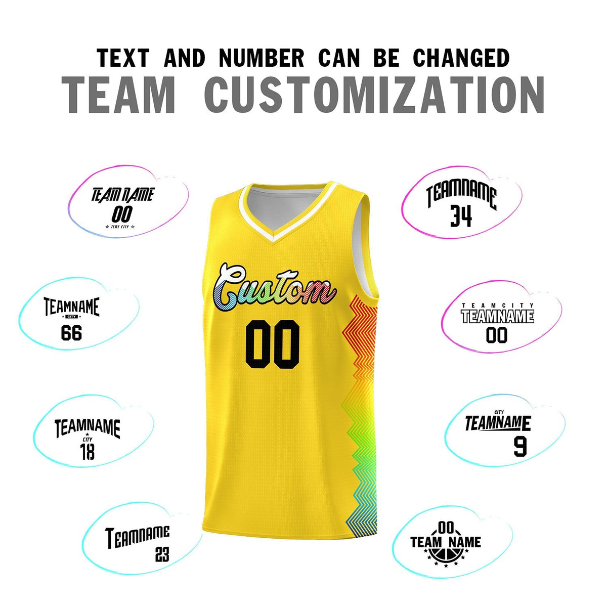 Custom Gold Denver Nuggets Rainbow Side Sports Uniform Basketball Jersey|KXKSHOP