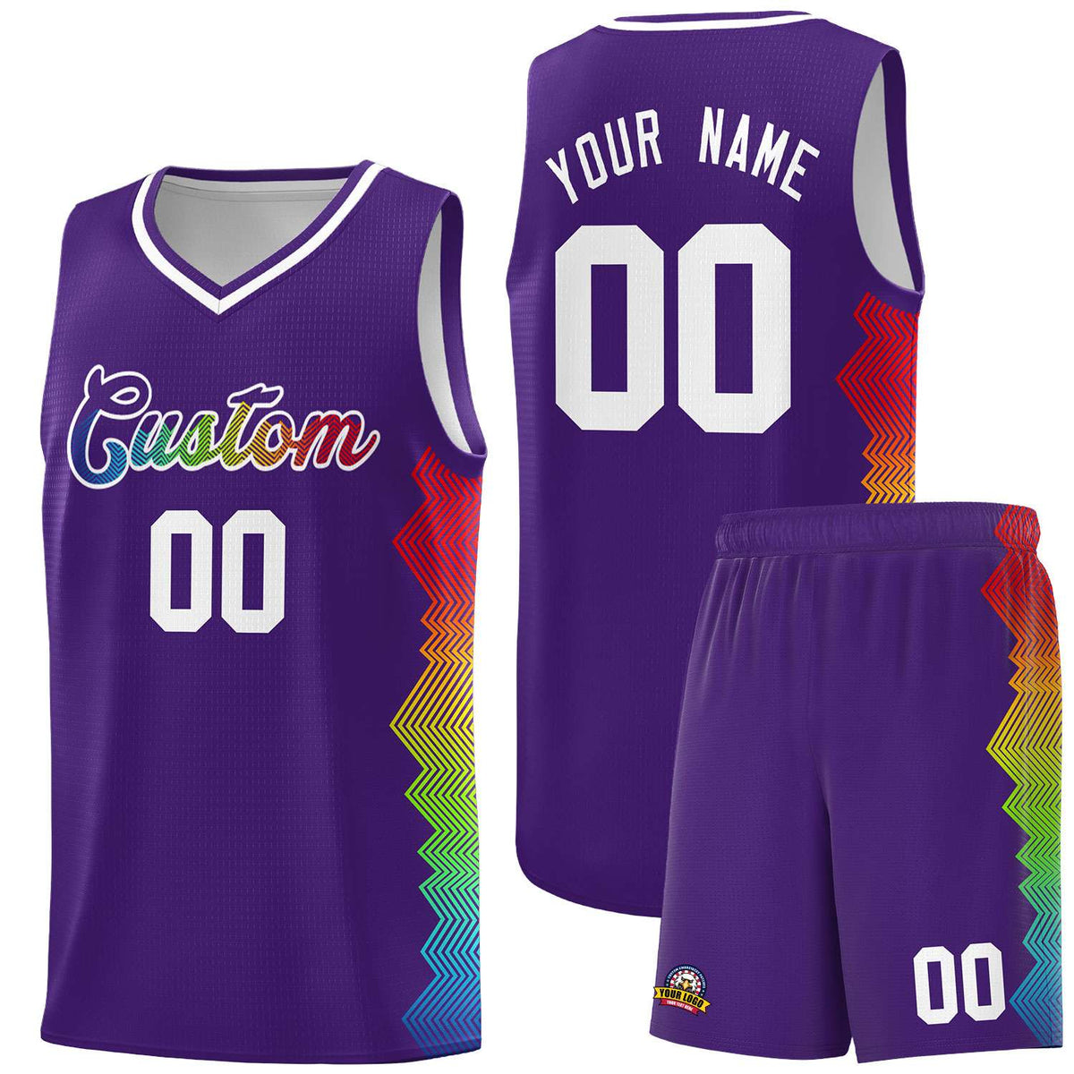 Custom Purple Denver Nuggets Rainbow Side Sports Uniform Basketball Jersey|KXKSHOP