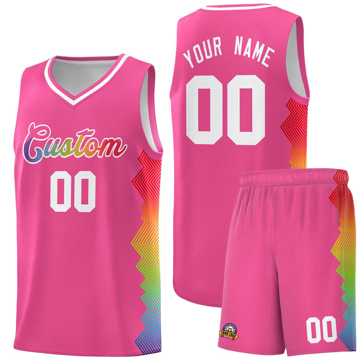 Custom Pink Denver Nuggets Rainbow Side Sports Uniform Basketball Jersey|KXKSHOP