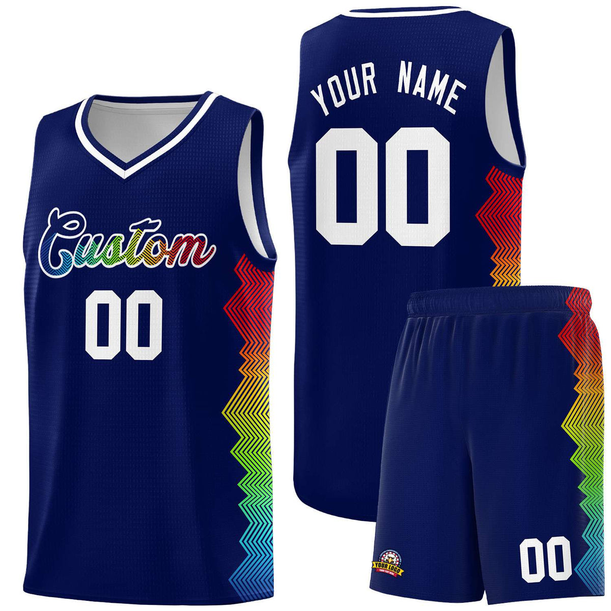 Custom Navy Denver Nuggets Rainbow Side Sports Uniform Basketball Jersey|KXKSHOP