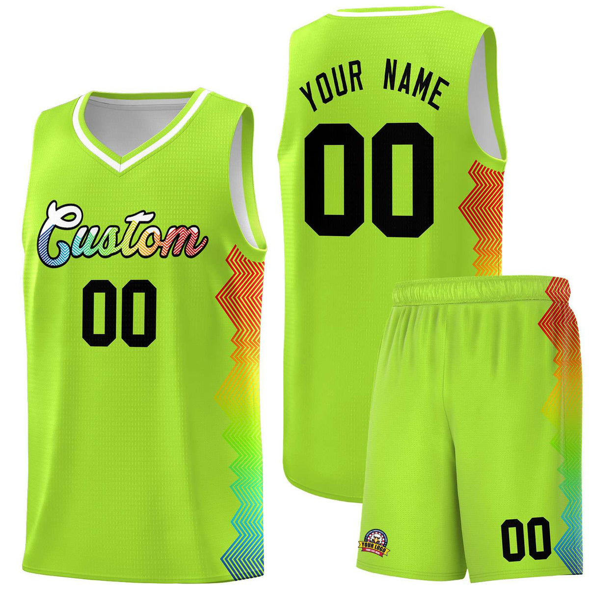Custom Green Denver Nuggets Rainbow Side Sports Uniform Basketball Jersey|KXKSHOP
