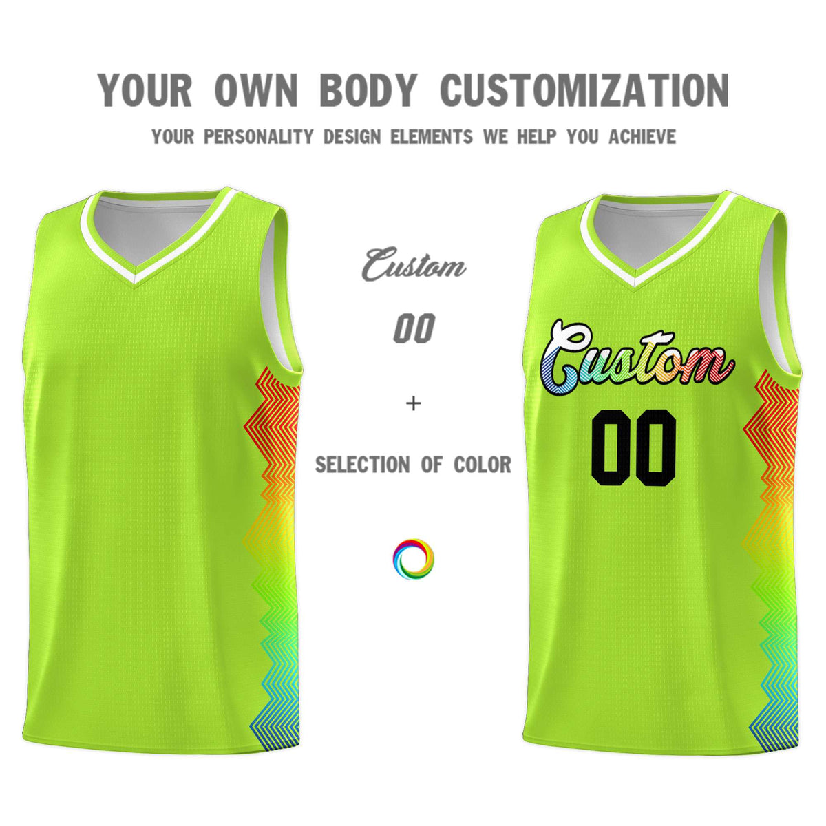 Custom Green Denver Nuggets Rainbow Side Sports Uniform Basketball Jersey|KXKSHOP