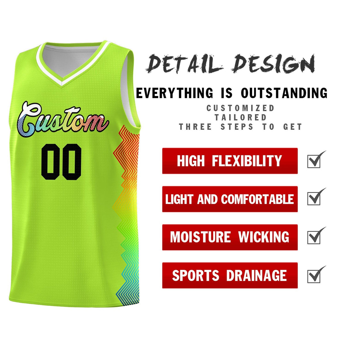 Custom Green Denver Nuggets Rainbow Side Sports Uniform Basketball Jersey|KXKSHOP