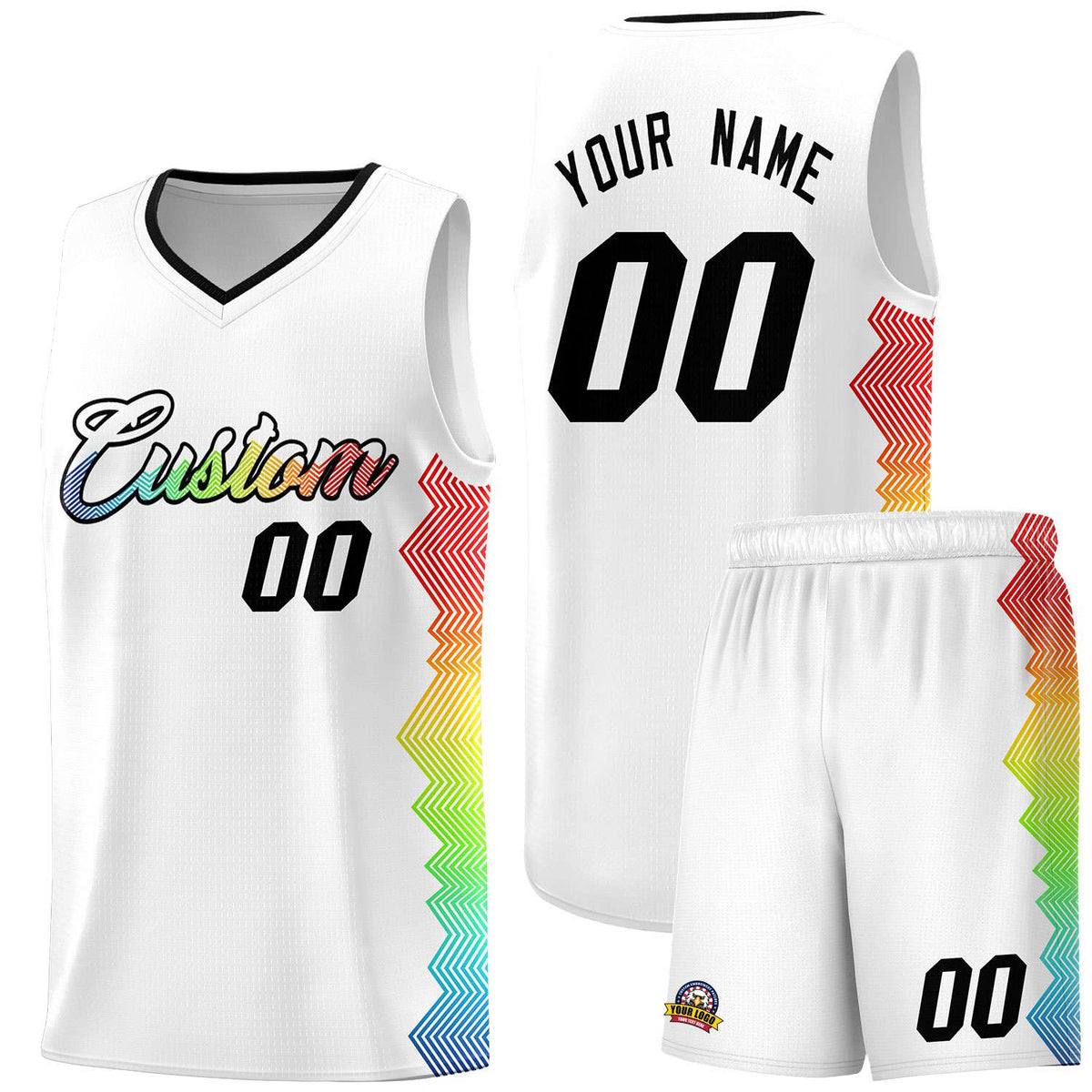 Custom White Denver Nuggets Rainbow Side Sports Uniform Basketball Jersey|KXKSHOP