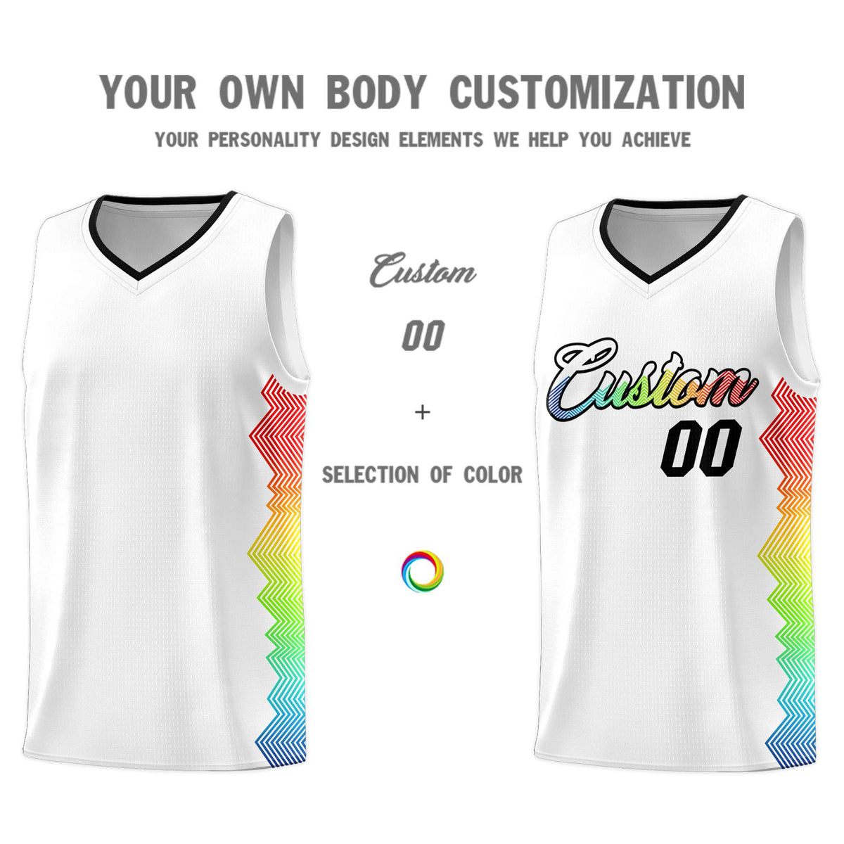 Custom White Denver Nuggets Rainbow Side Sports Uniform Basketball Jersey|KXKSHOP