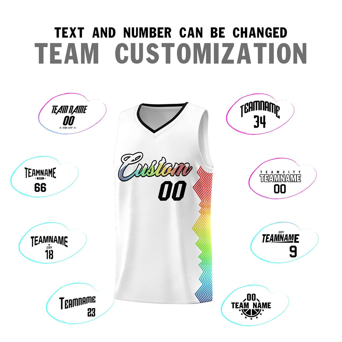 Custom White Denver Nuggets Rainbow Side Sports Uniform Basketball Jersey|KXKSHOP