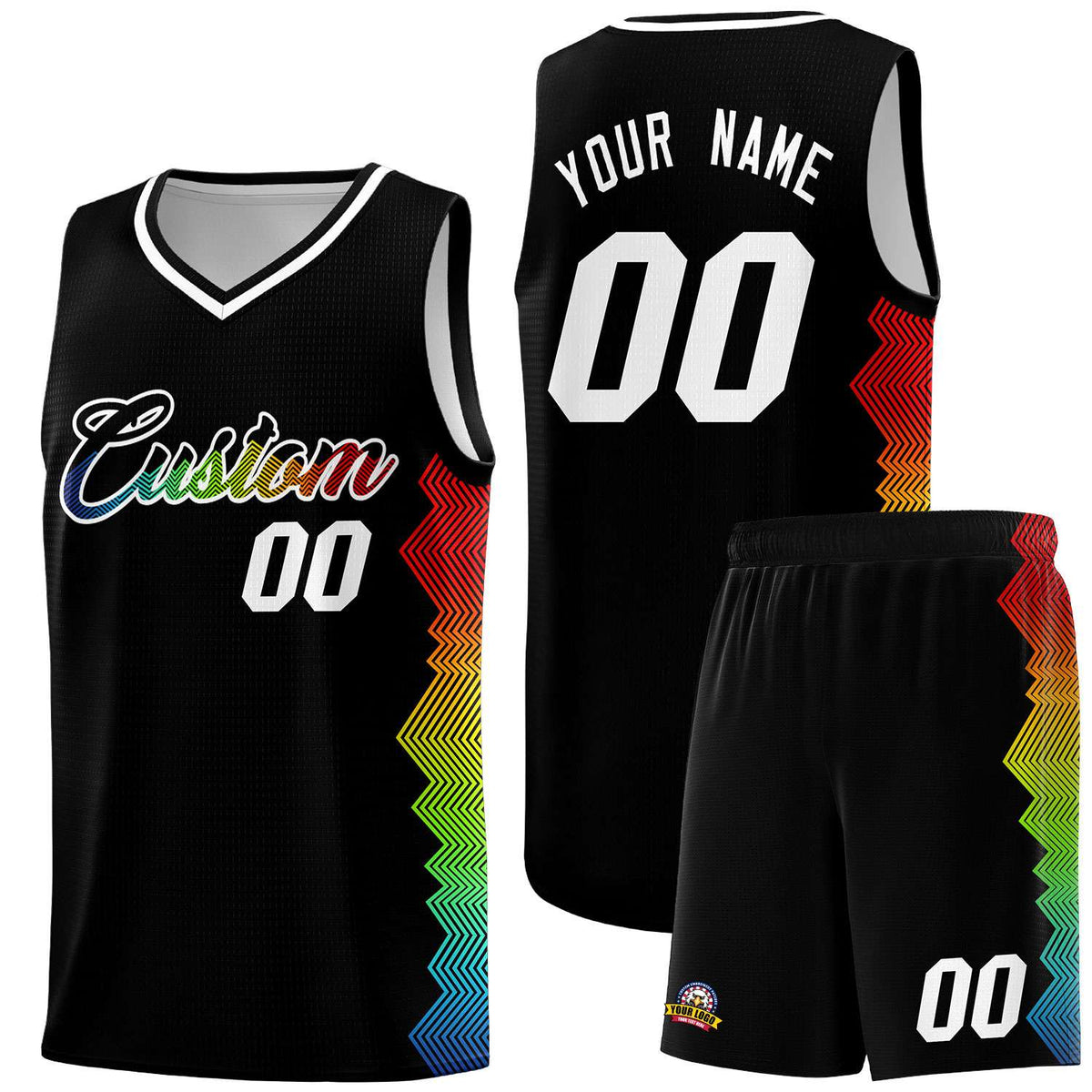Custom Black Denver Nuggets Rainbow Side Sports Uniform Basketball Jersey|KXKSHOP