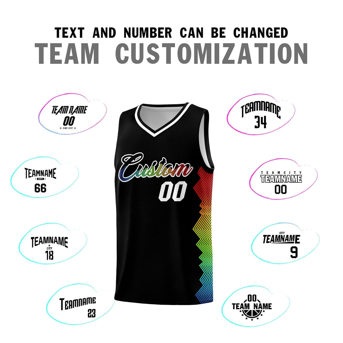 Custom Black Denver Nuggets Rainbow Side Sports Uniform Basketball Jersey|KXKSHOP