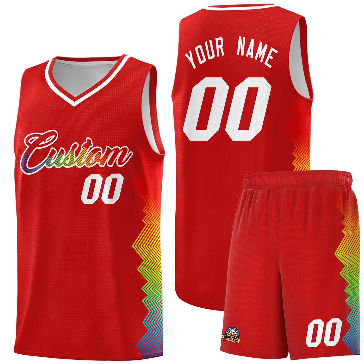 Custom Red Denver Nuggets Rainbow Side Sports Uniform Basketball Jersey|KXKSHOP