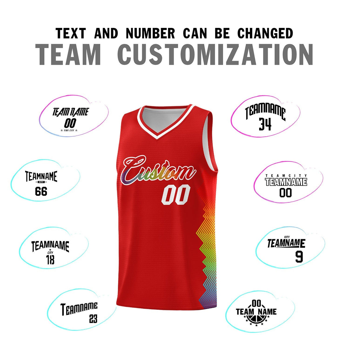 Custom Red Denver Nuggets Rainbow Side Sports Uniform Basketball Jersey|KXKSHOP