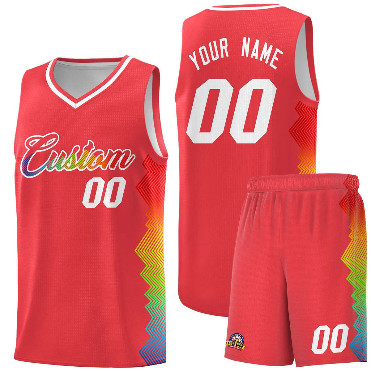 Custom Light Red Denver Nuggets Rainbow Side Sports Uniform Basketball Jersey|KXKSHOP