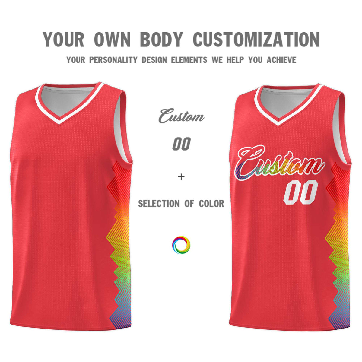 Custom Light Red Denver Nuggets Rainbow Side Sports Uniform Basketball Jersey|KXKSHOP
