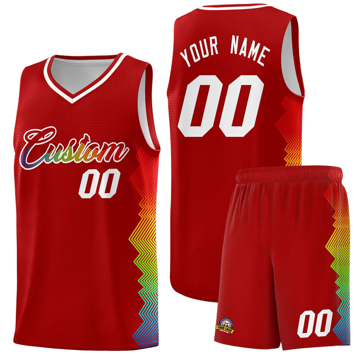 Custom Red Denver Nuggets Rainbow Side Sports Uniform Basketball Jersey|KXKSHOP