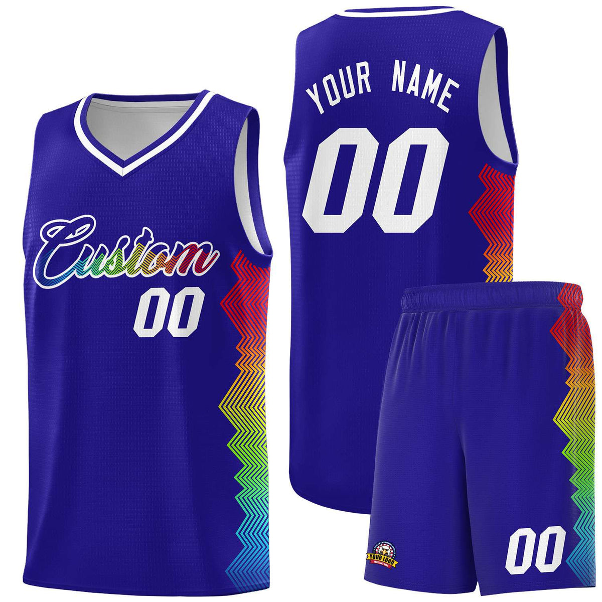 Custom Royal Denver Nuggets Rainbow Side Sports Uniform Basketball Jersey|KXKSHOP