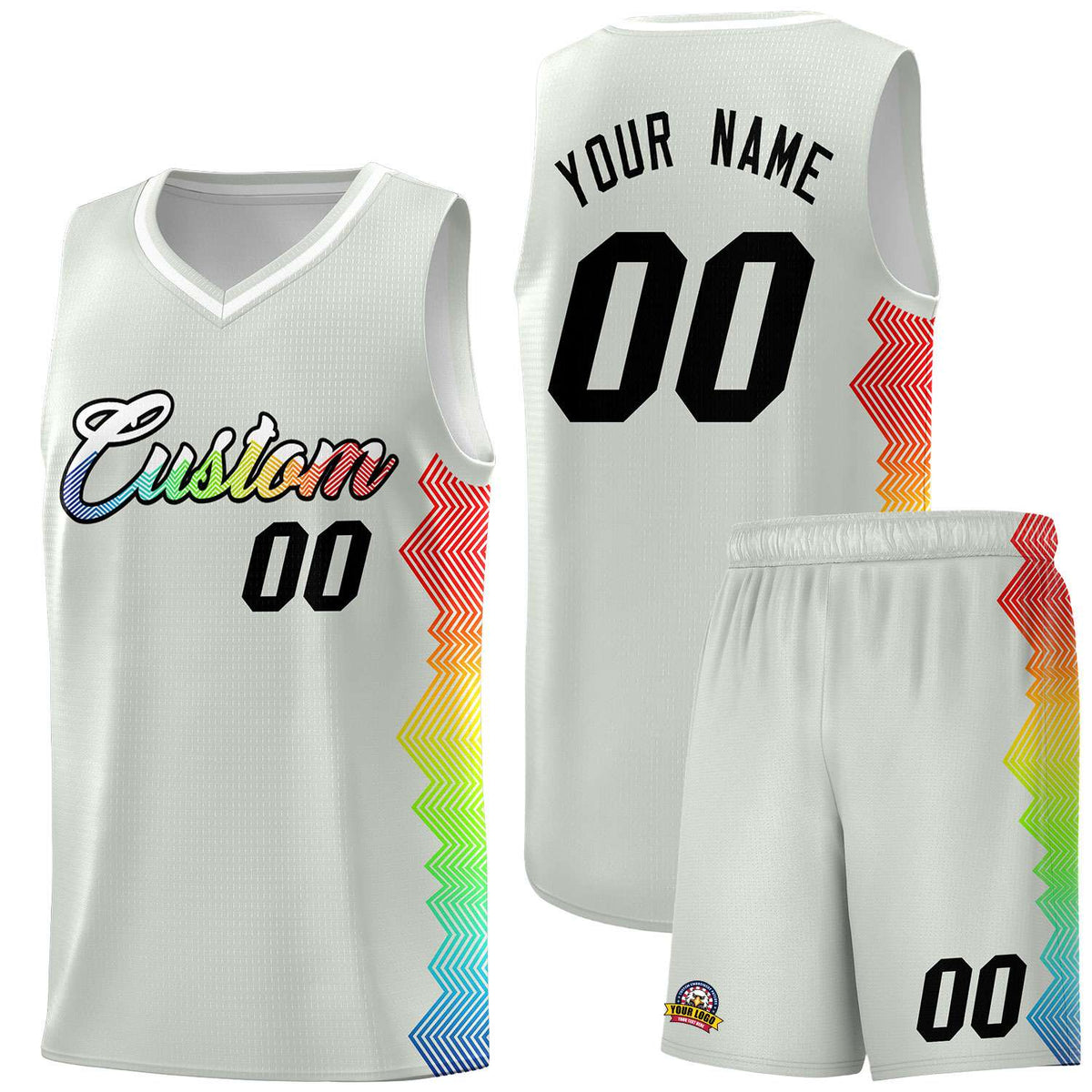 Custom Gray Denver Nuggets Rainbow Side Sports Uniform Basketball Jersey|KXKSHOP