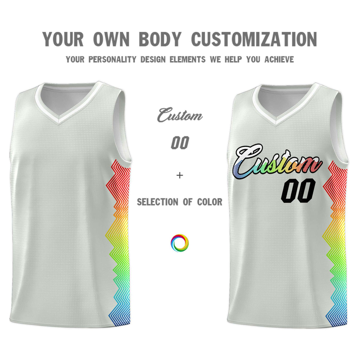 Custom Gray Denver Nuggets Rainbow Side Sports Uniform Basketball Jersey|KXKSHOP