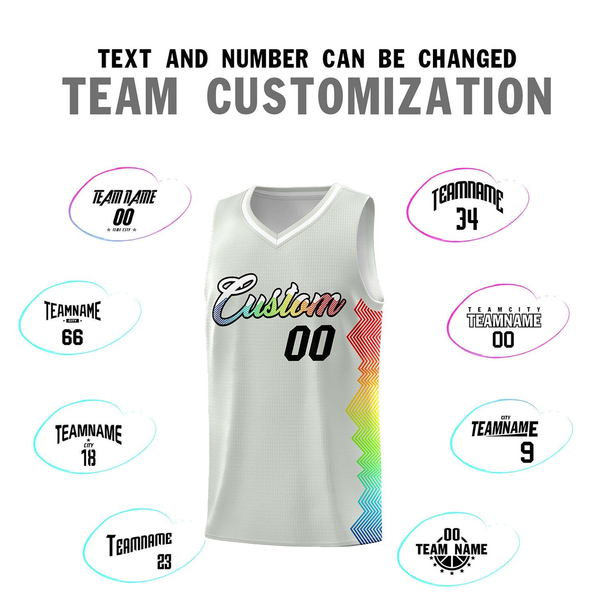 Custom Gray Denver Nuggets Rainbow Side Sports Uniform Basketball Jersey|KXKSHOP