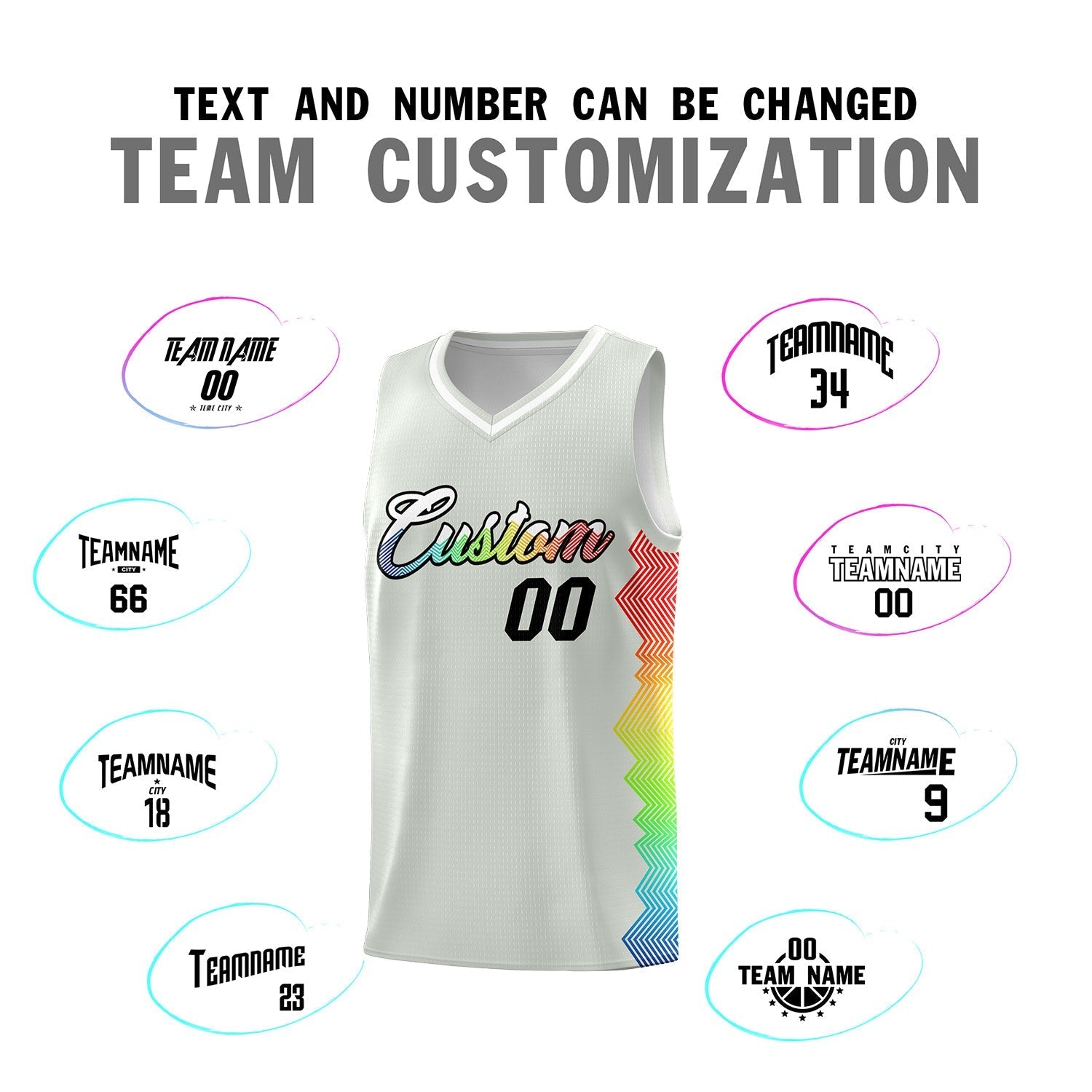 Custom Gray Denver Nuggets Rainbow Side Sports Uniform Basketball Jersey|KXKSHOP