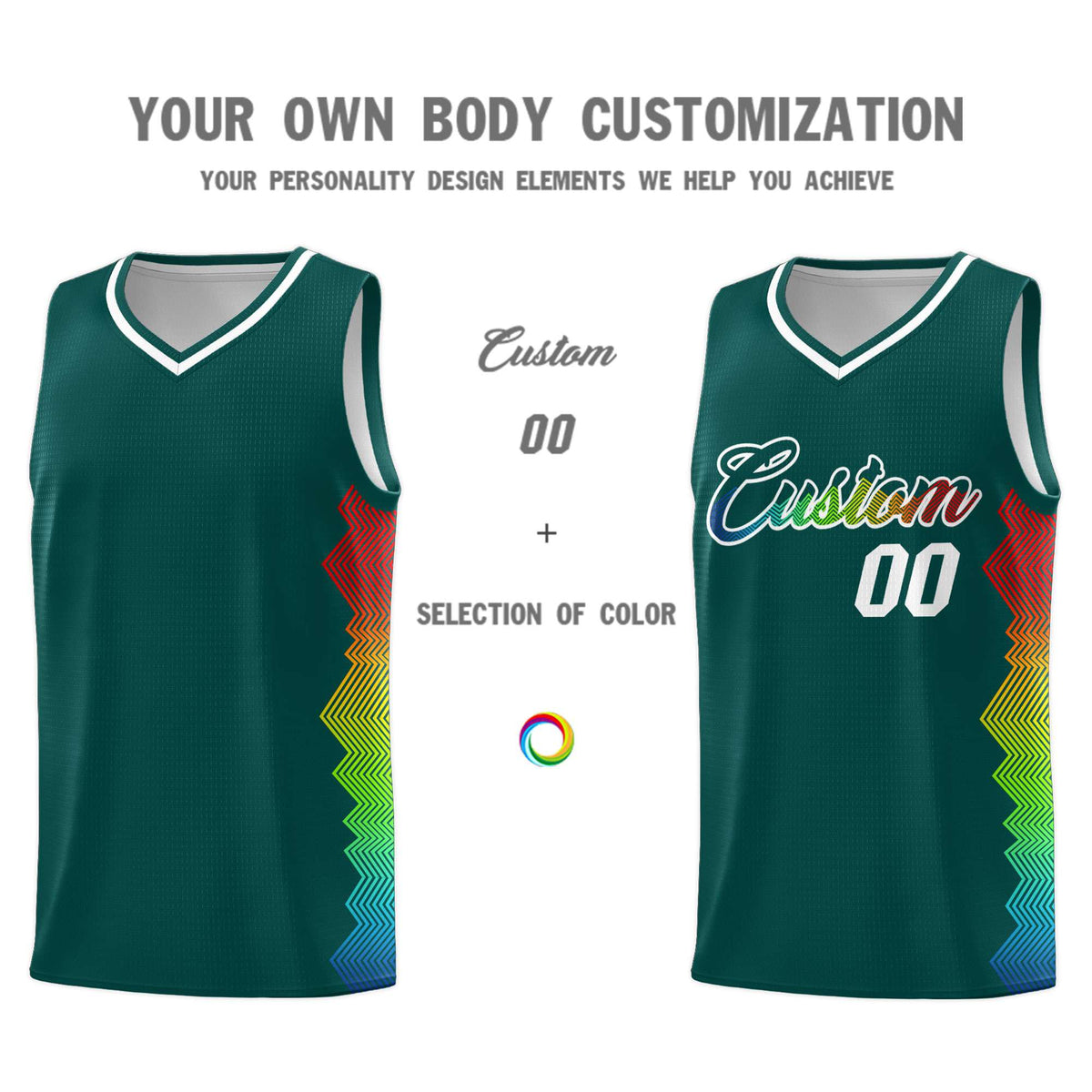 Custom Midnight Green Denver Nuggets Rainbow Side Sports Uniform Basketball Jersey|KXKSHOP