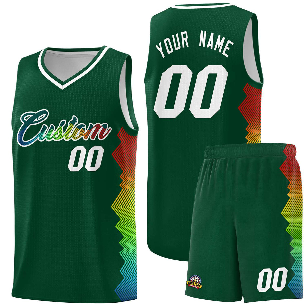 Custom Hunter Green Denver Nuggets Rainbow Side Sports Uniform Basketball Jersey|KXKSHOP