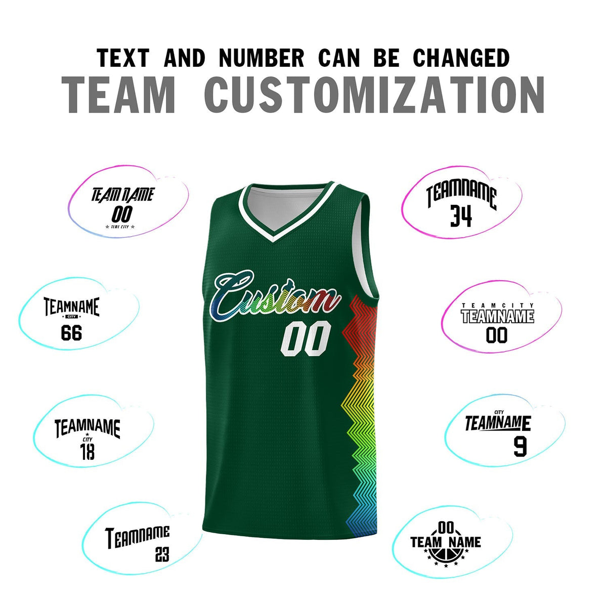 Custom Hunter Green Denver Nuggets Rainbow Side Sports Uniform Basketball Jersey|KXKSHOP