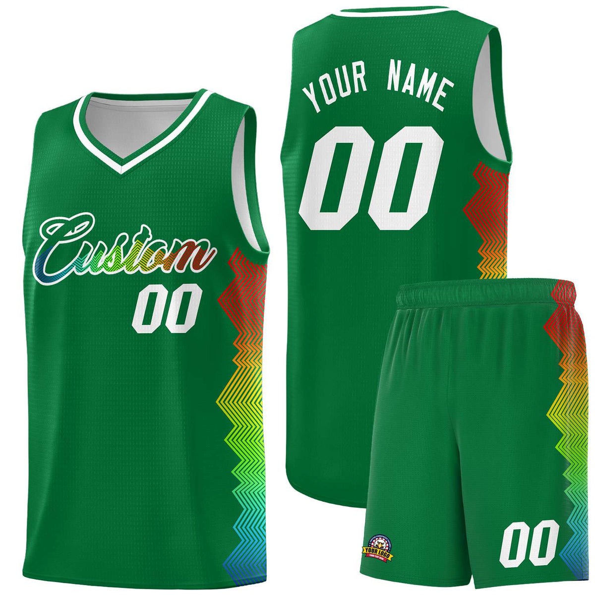 Custom Kelly Green Denver Nuggets Rainbow Side Sports Uniform Basketball Jersey|KXKSHOP