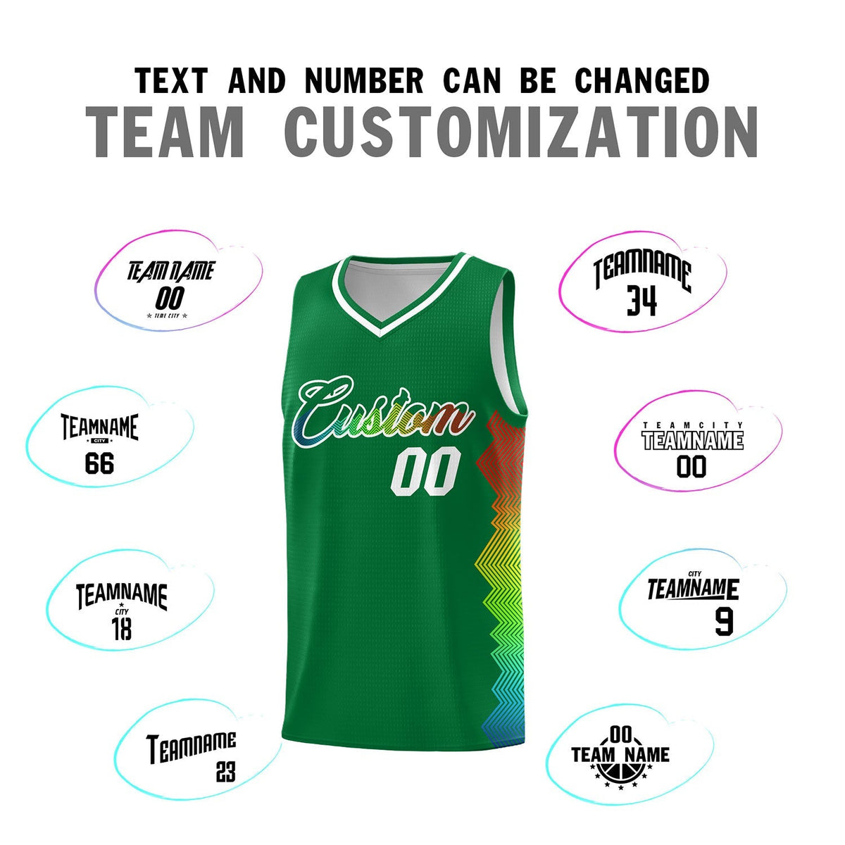 Custom Kelly Green Denver Nuggets Rainbow Side Sports Uniform Basketball Jersey|KXKSHOP
