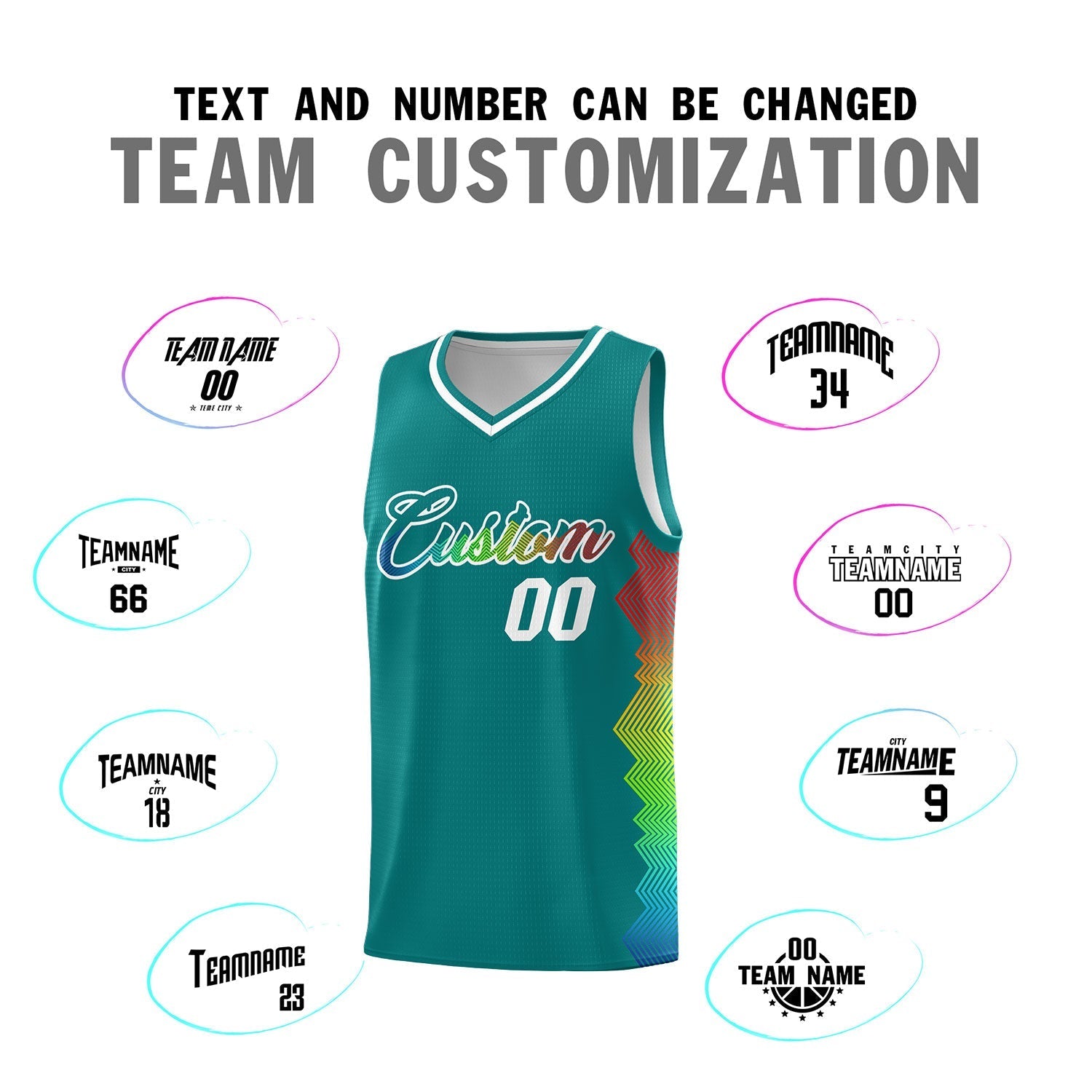 Custom Aqua Denver Nuggets Rainbow Side Sports Uniform Basketball Jersey|KXKSHOP