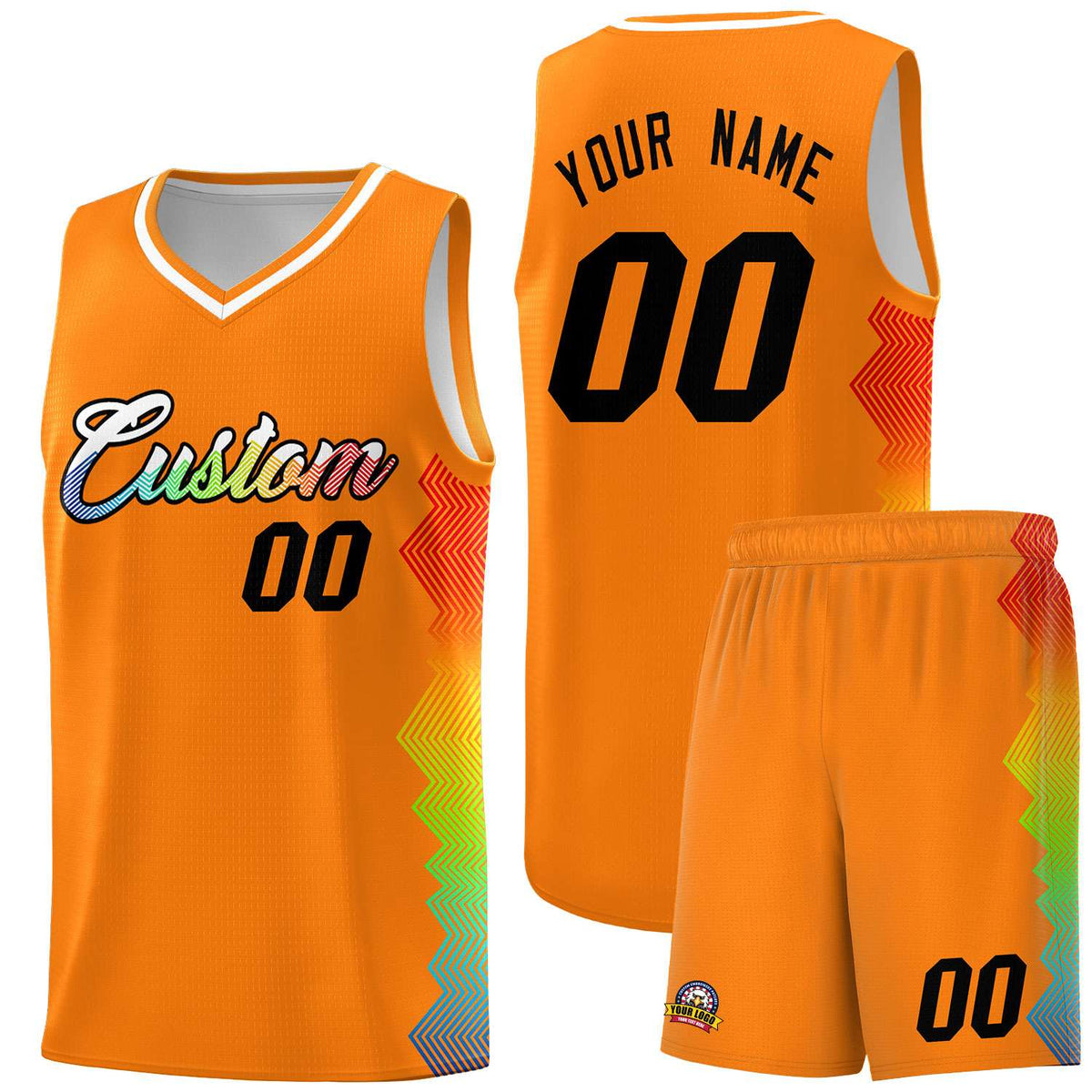 Custom Texas Orange Denver Nuggets Rainbow Side Sports Uniform Basketball Jersey|KXKSHOP