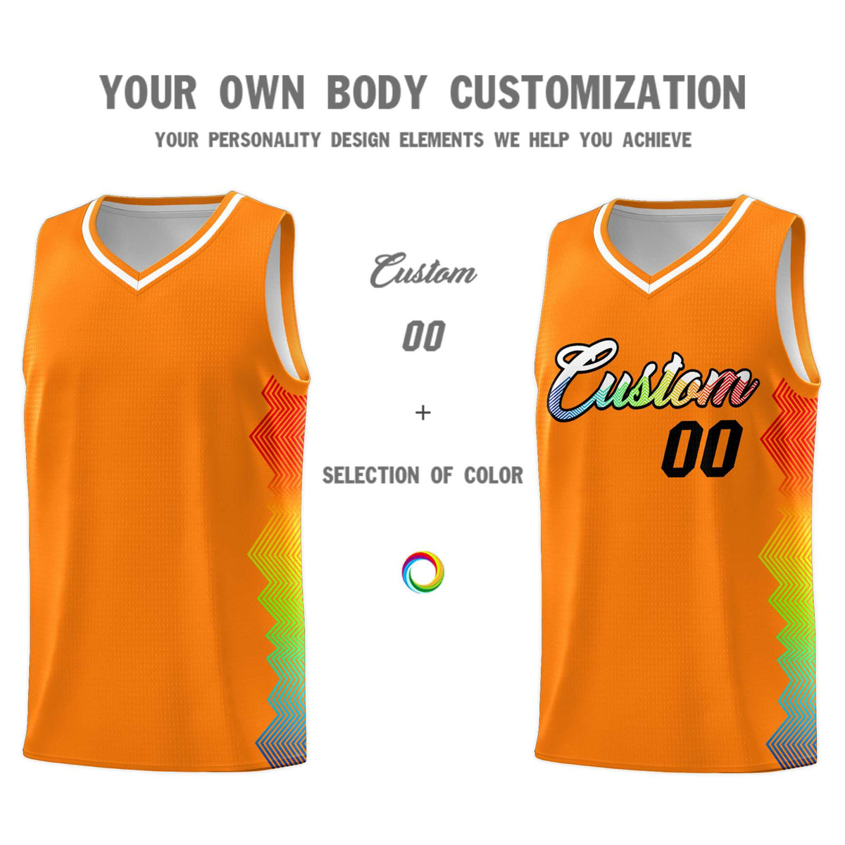 Custom Texas Orange Denver Nuggets Rainbow Side Sports Uniform Basketball Jersey|KXKSHOP