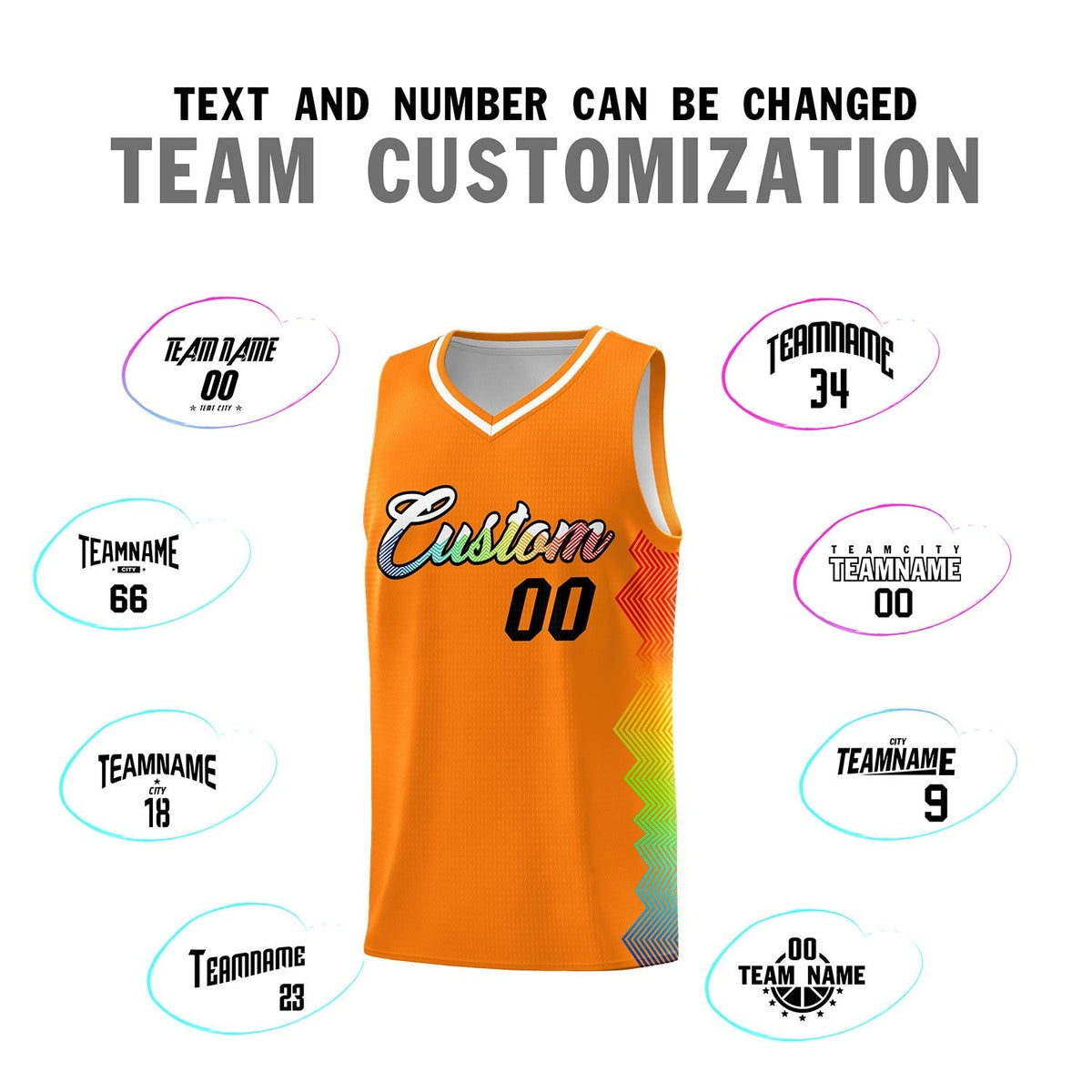 Custom Texas Orange Denver Nuggets Rainbow Side Sports Uniform Basketball Jersey|KXKSHOP