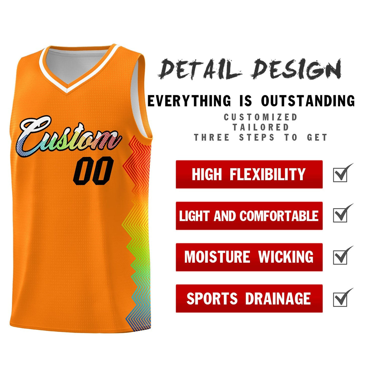 Custom Texas Orange Denver Nuggets Rainbow Side Sports Uniform Basketball Jersey|KXKSHOP