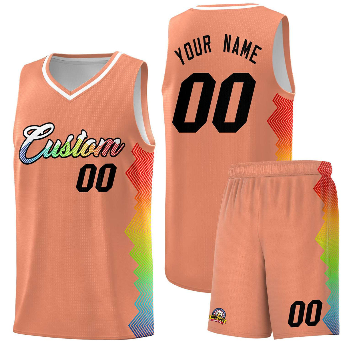 Custom Orange Denver Nuggets Rainbow Side Sports Uniform Basketball Jersey|KXKSHOP