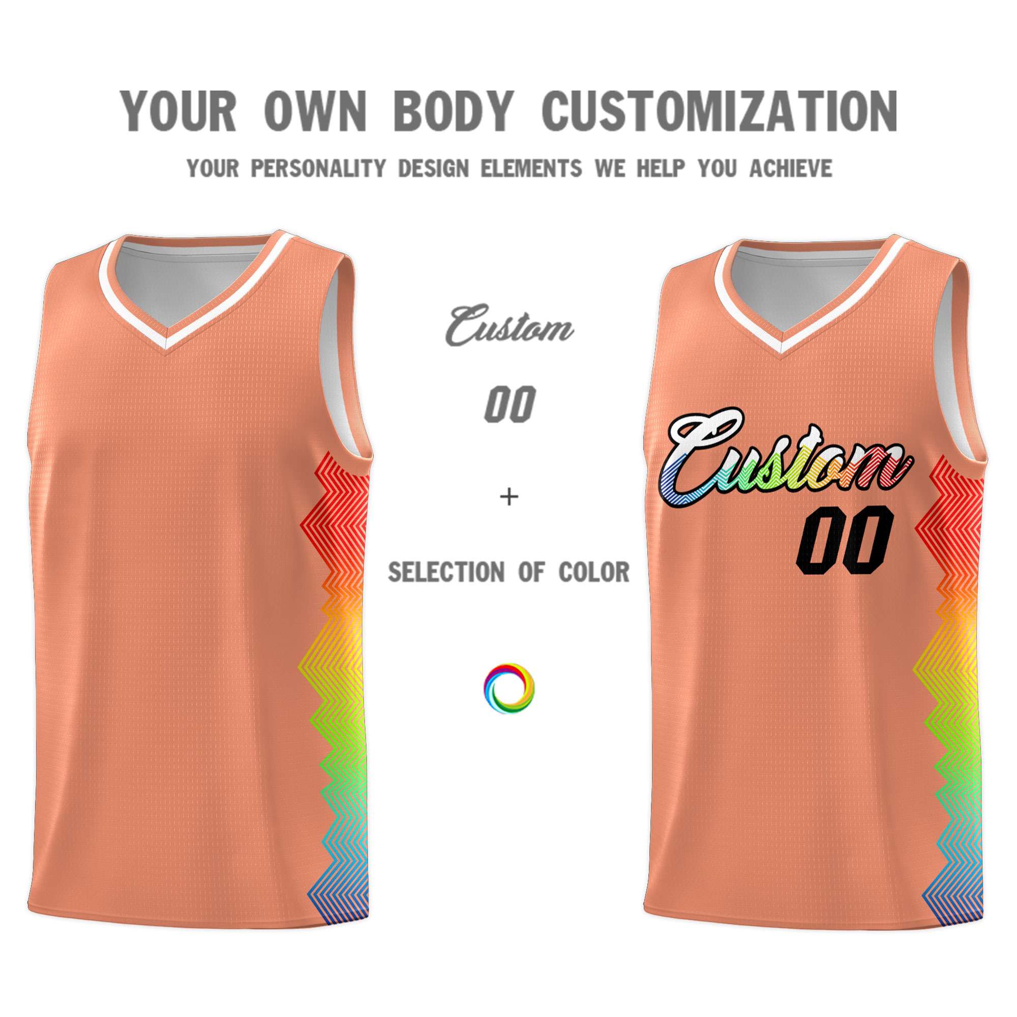 Custom Orange Denver Nuggets Rainbow Side Sports Uniform Basketball Jersey|KXKSHOP