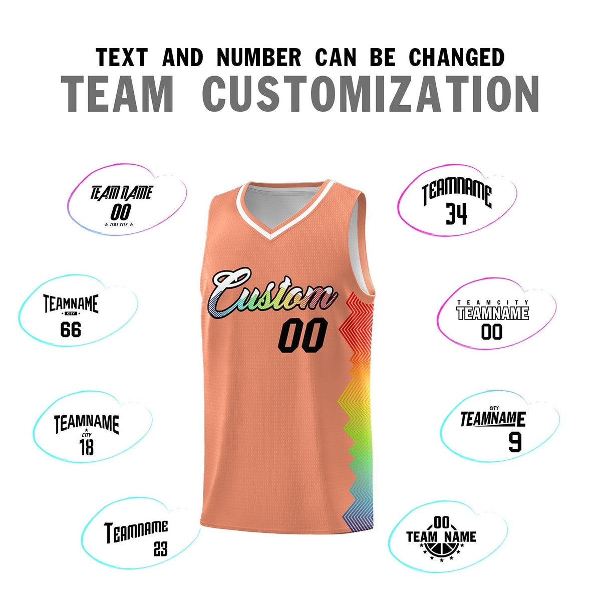 Custom Orange Denver Nuggets Rainbow Side Sports Uniform Basketball Jersey|KXKSHOP