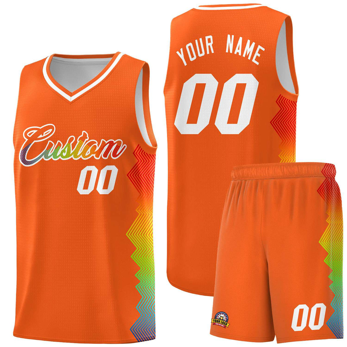 Custom Orange Denver Nuggets Rainbow Side Sports Uniform Basketball Jersey|KXKSHOP