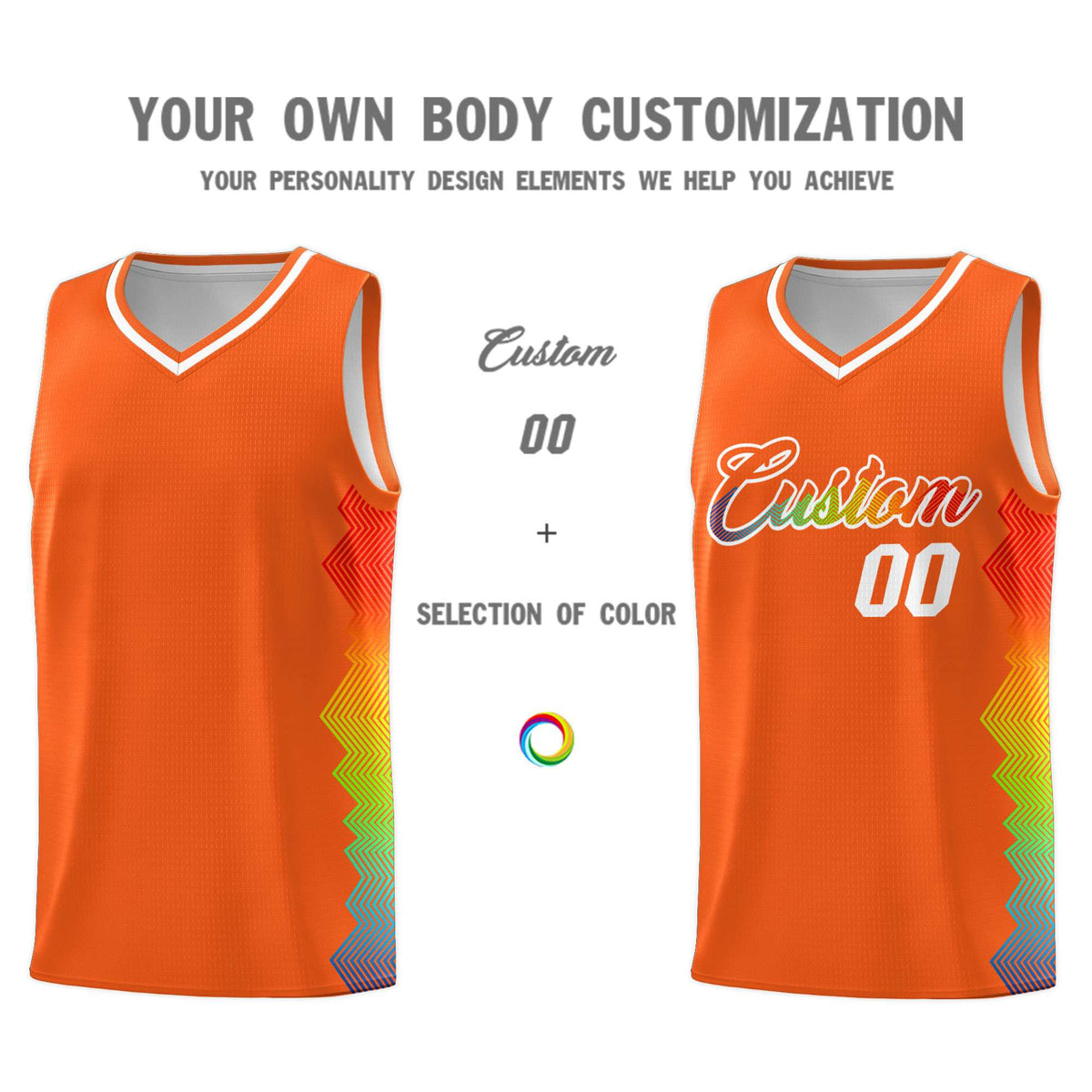 Custom Orange Denver Nuggets Rainbow Side Sports Uniform Basketball Jersey|KXKSHOP