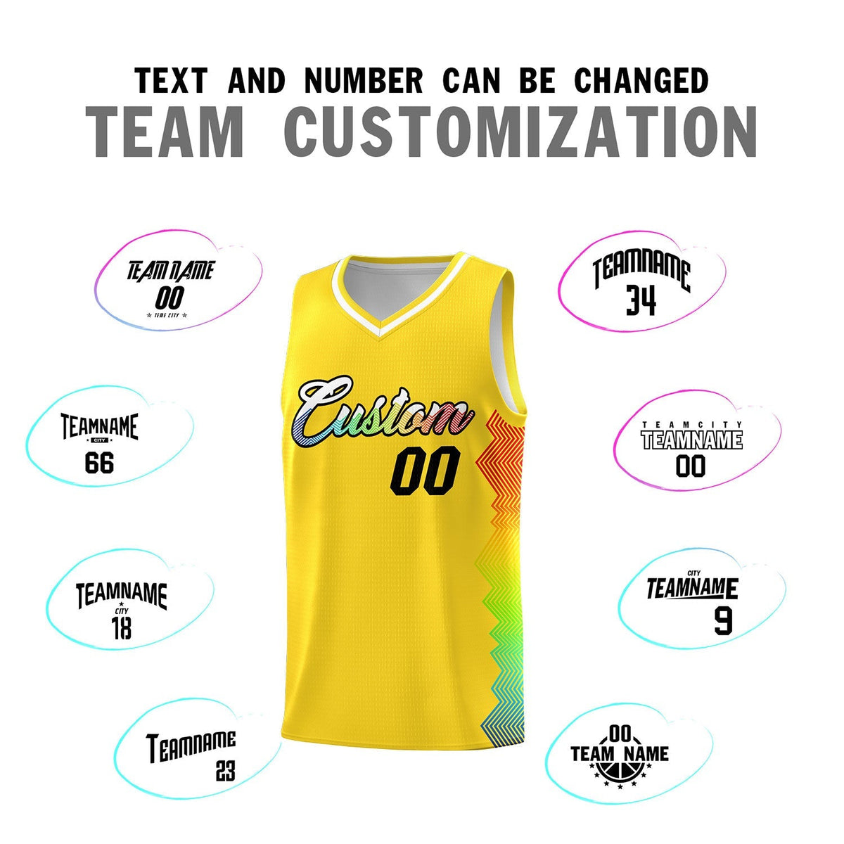 Custom Gold Denver Nuggets Rainbow Side Sports Uniform Basketball Jersey|KXKSHOP