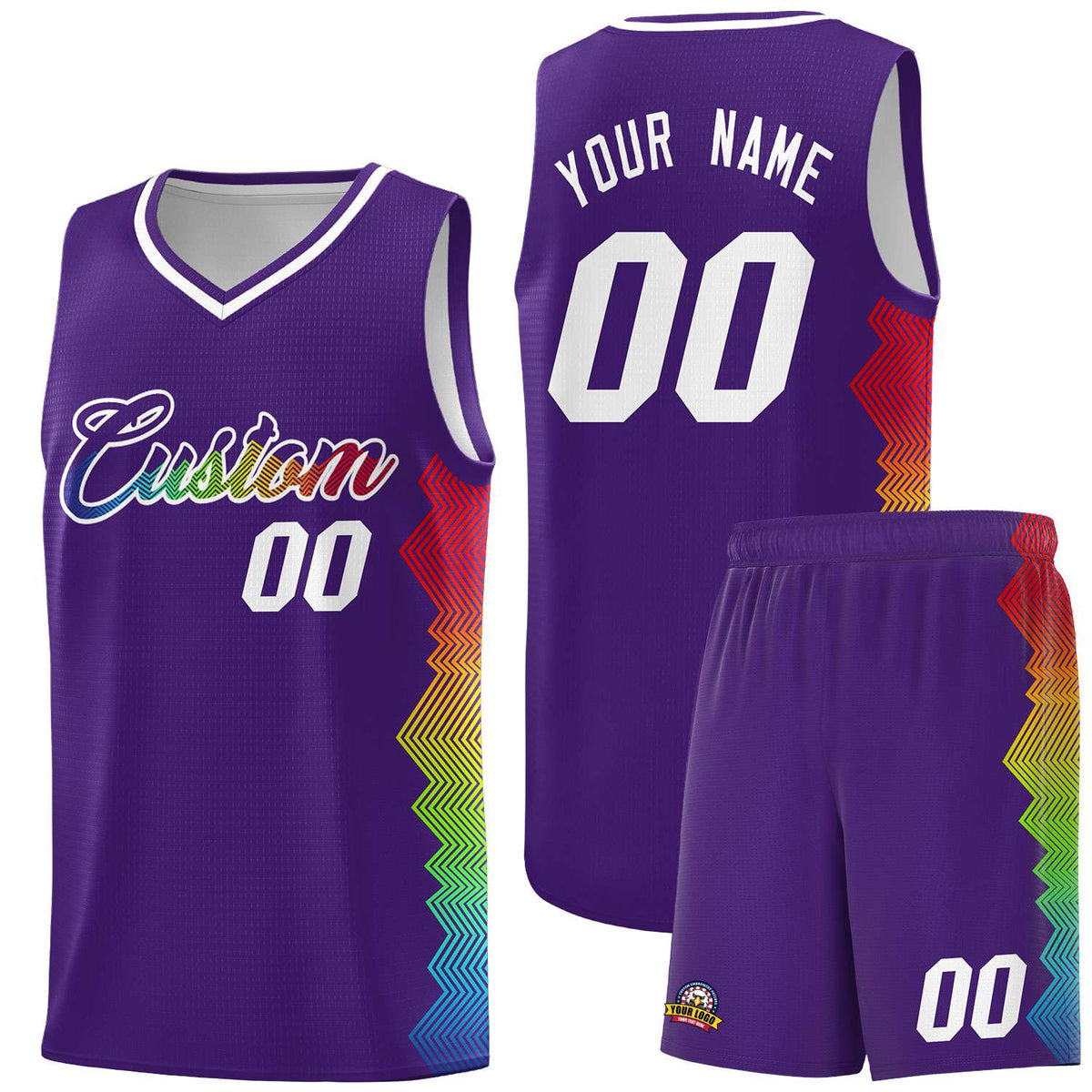 Custom Purple Denver Nuggets Rainbow Side Sports Uniform Basketball Jersey|KXKSHOP