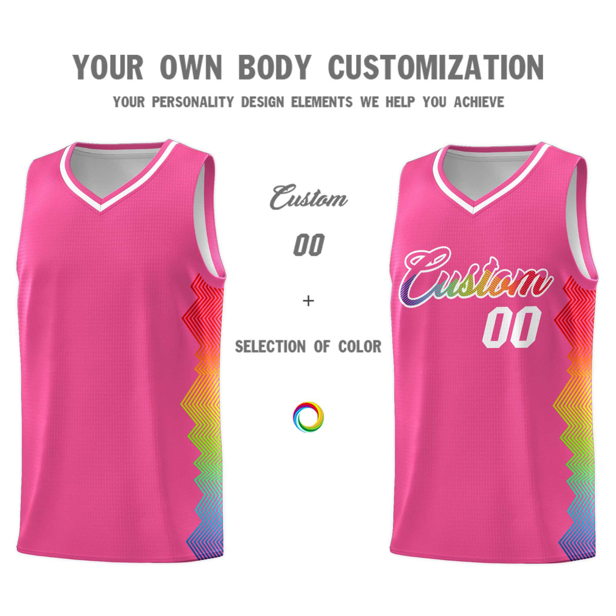 Custom Pink Denver Nuggets Rainbow Side Sports Uniform Basketball Jersey|KXKSHOP