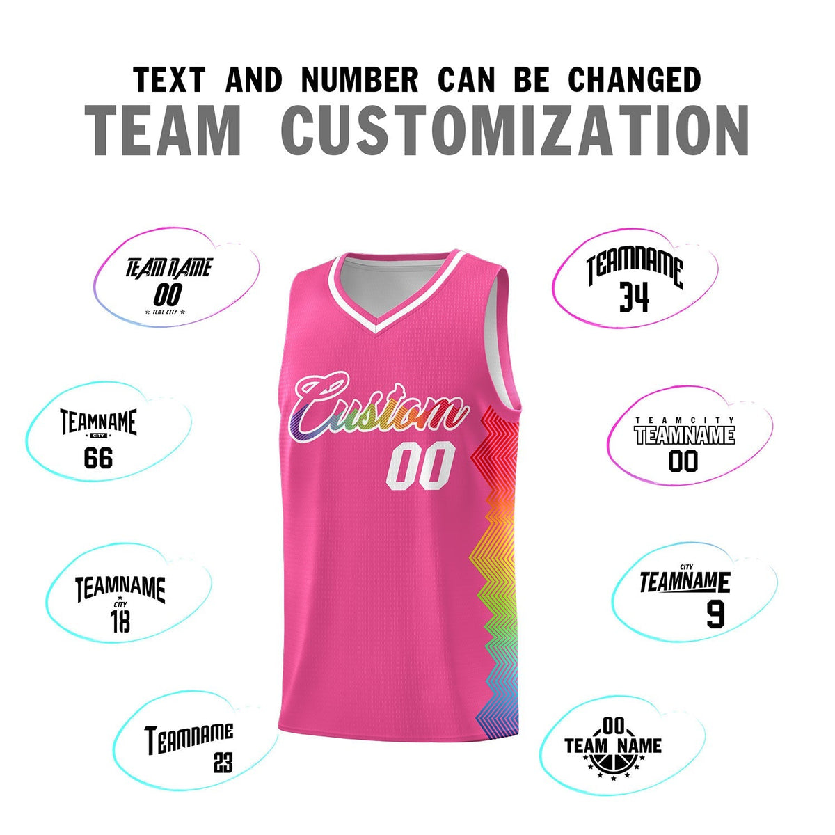 Custom Pink Denver Nuggets Rainbow Side Sports Uniform Basketball Jersey|KXKSHOP