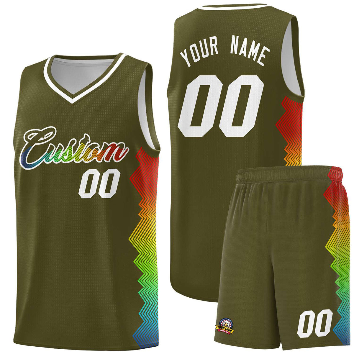 Custom Olive Denver Nuggets Rainbow Side Sports Uniform Basketball Jersey|KXKSHOP