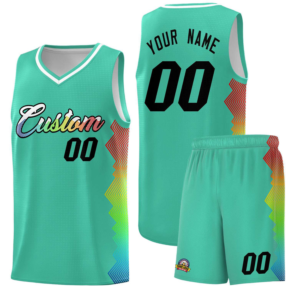 Custom Bright Green Denver Nuggets Rainbow Side Sports Uniform Basketball Jersey|KXKSHOP