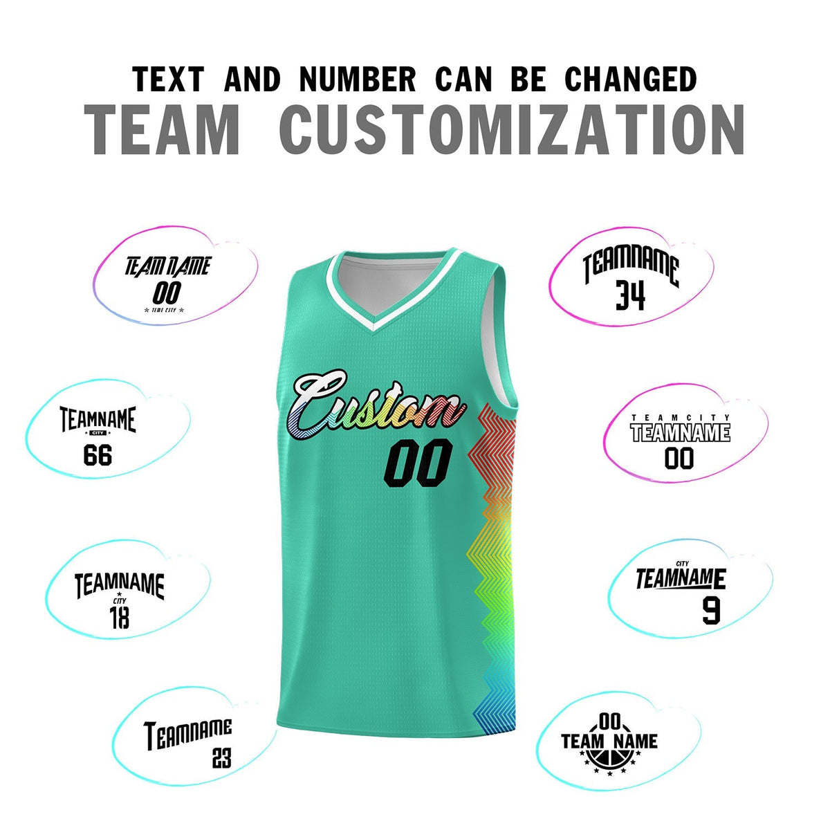 Custom Bright Green Denver Nuggets Rainbow Side Sports Uniform Basketball Jersey|KXKSHOP