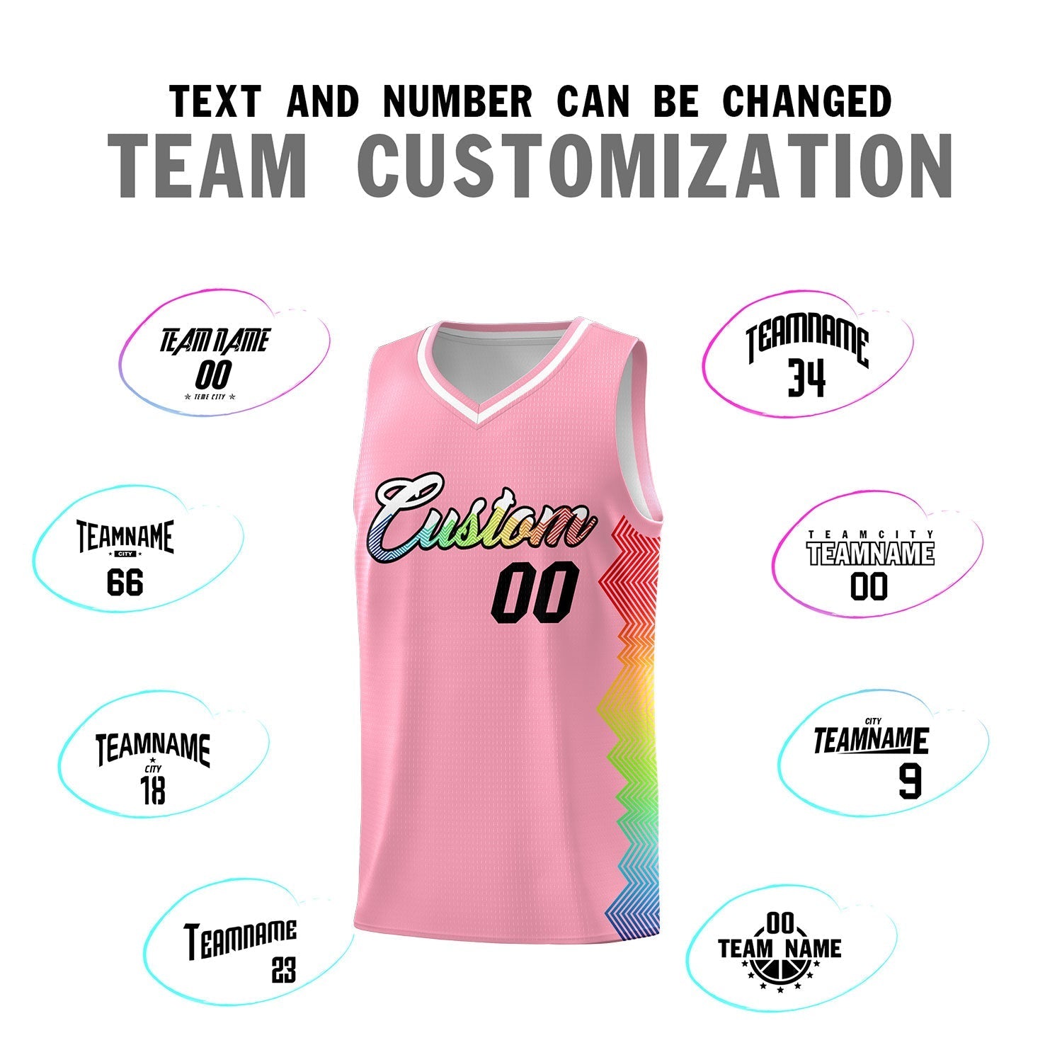 Custom Light Pink Denver Nuggets Rainbow Side Sports Uniform Basketball Jersey|KXKSHOP