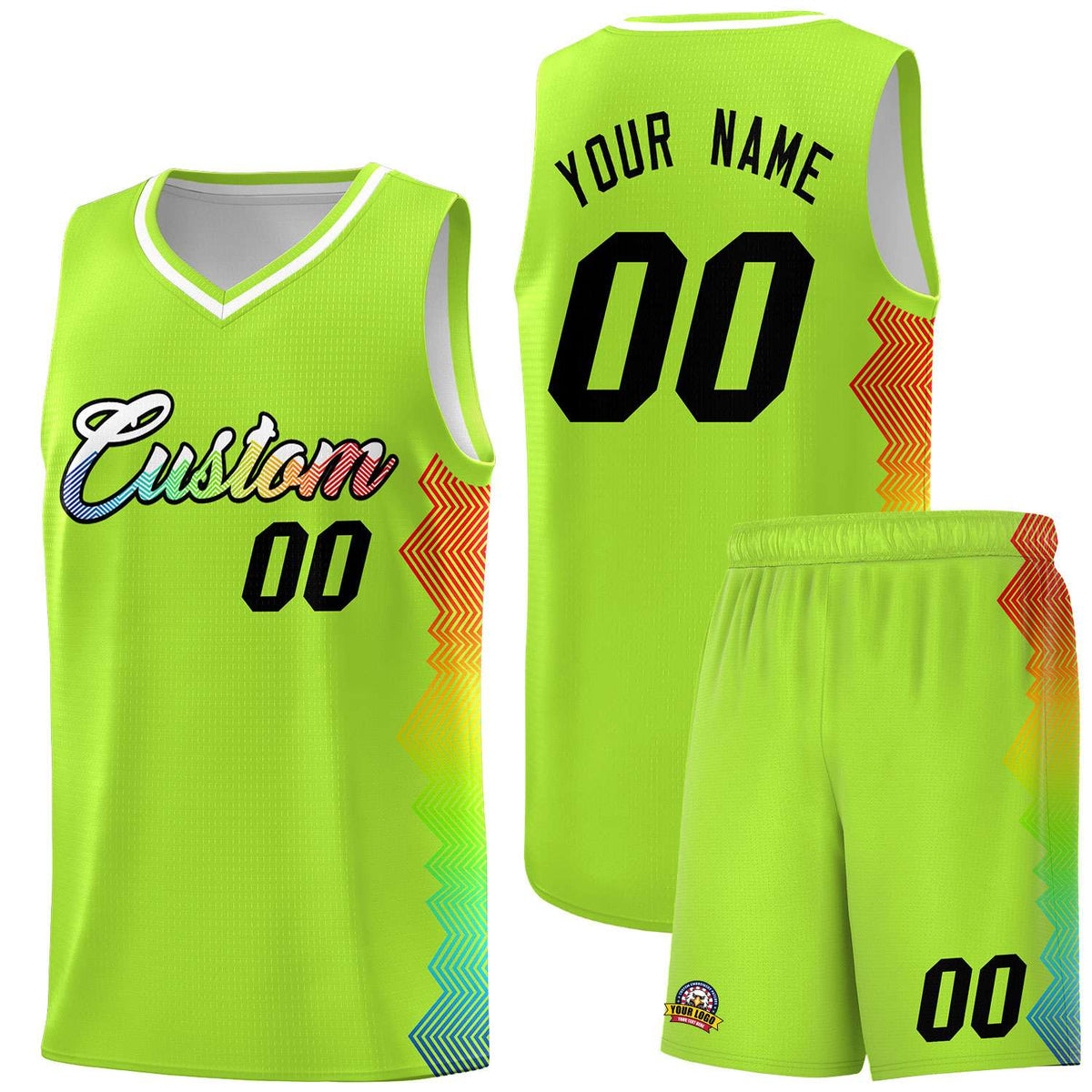 Custom Green Denver Nuggets Rainbow Side Sports Uniform Basketball Jersey|KXKSHOP