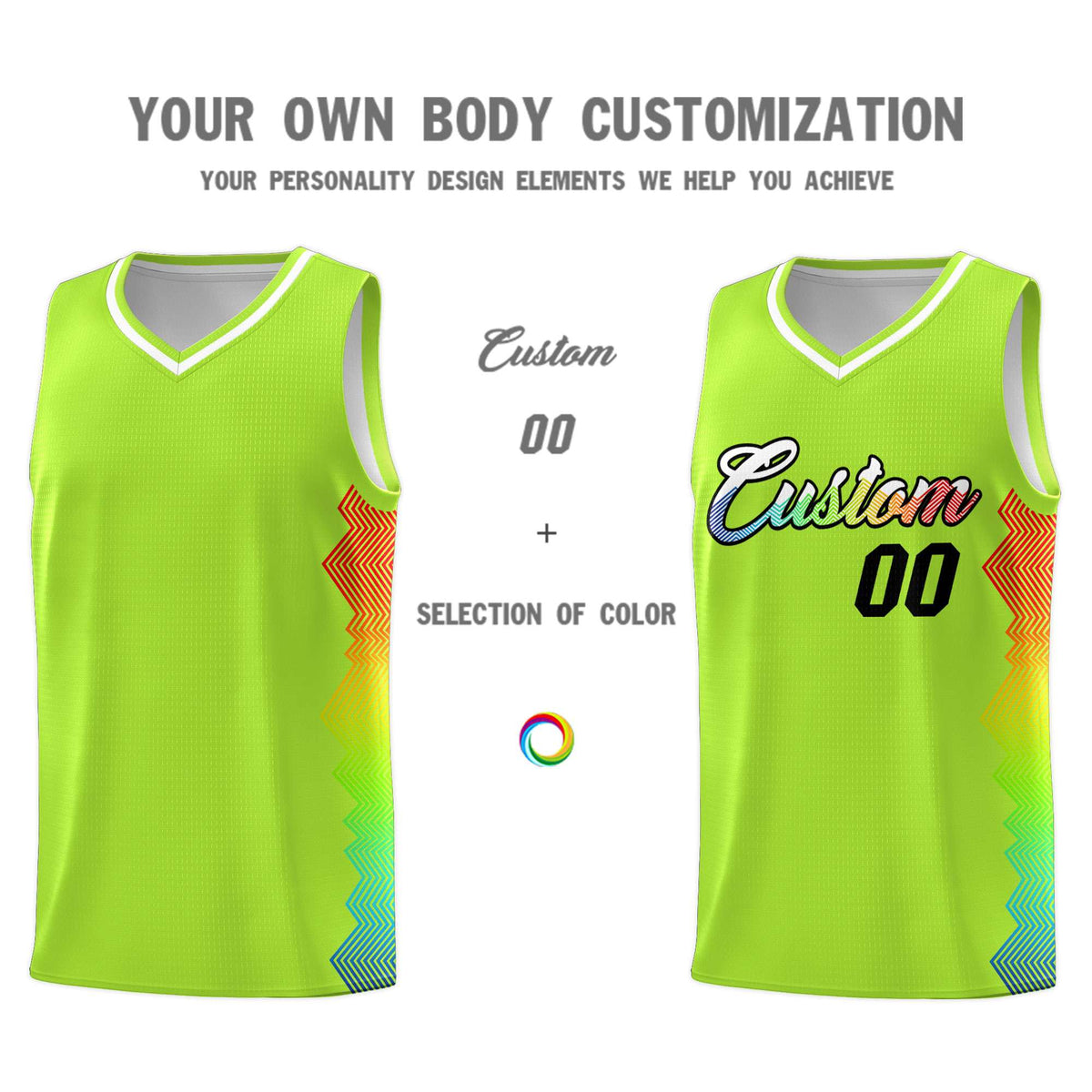 Custom Green Denver Nuggets Rainbow Side Sports Uniform Basketball Jersey|KXKSHOP