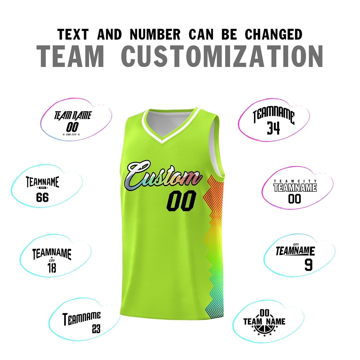 Custom Green Denver Nuggets Rainbow Side Sports Uniform Basketball Jersey|KXKSHOP