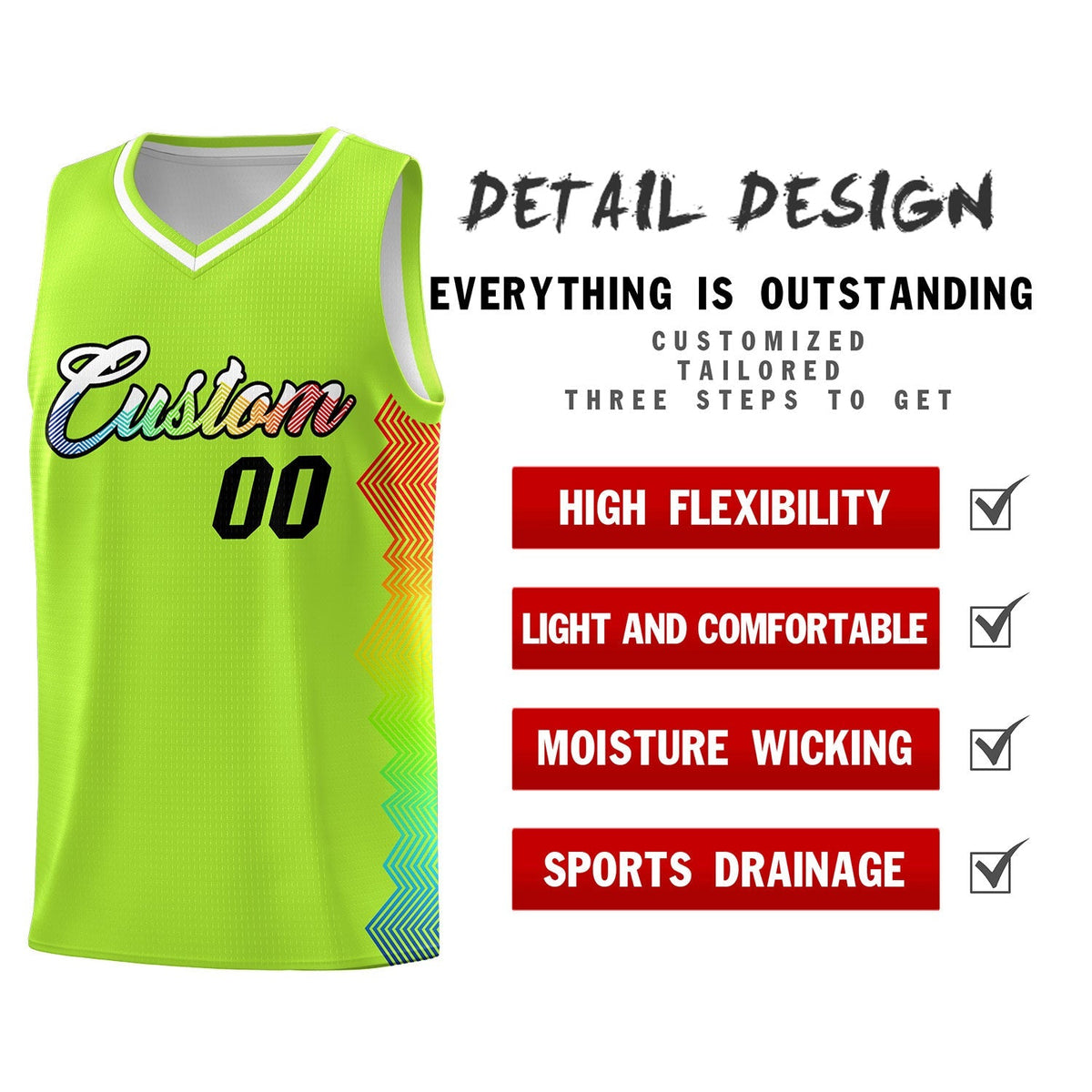 Custom Green Denver Nuggets Rainbow Side Sports Uniform Basketball Jersey|KXKSHOP